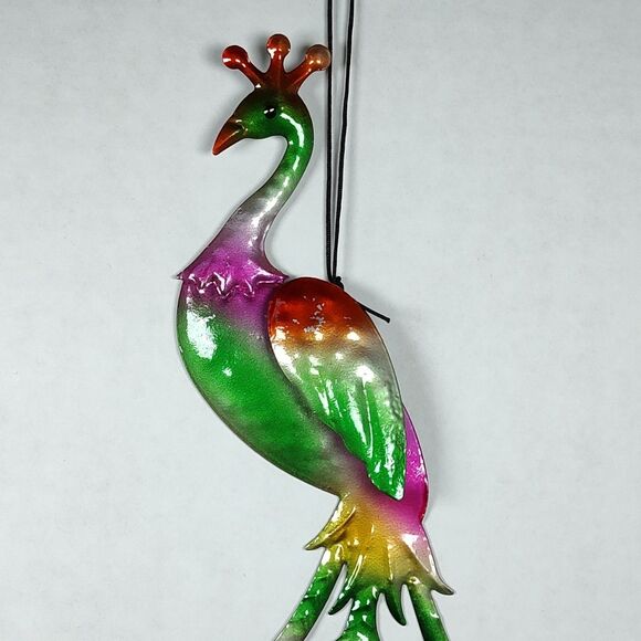 Trueliving Outdoors Vibrant Colorful Multicolor Peacock Bird Windchime Hearts - Picture 5 of 11